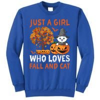 Halloween Just A Who Loves Fall And Cats Gift Tall Sweatshirt