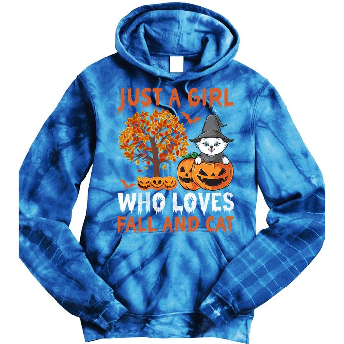 Halloween Just A Who Loves Fall And Cats Gift Tie Dye Hoodie