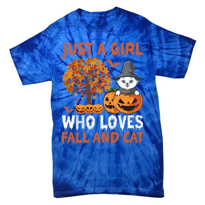 Halloween Just A Who Loves Fall And Cats Gift Tie-Dye T-Shirt