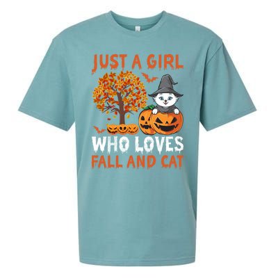 Halloween Just A Who Loves Fall And Cats Gift Sueded Cloud Jersey T-Shirt