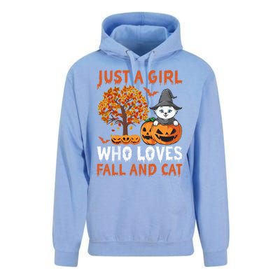 Halloween Just A Who Loves Fall And Cats Gift Unisex Surf Hoodie