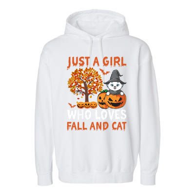 Halloween Just A Who Loves Fall And Cats Gift Garment-Dyed Fleece Hoodie