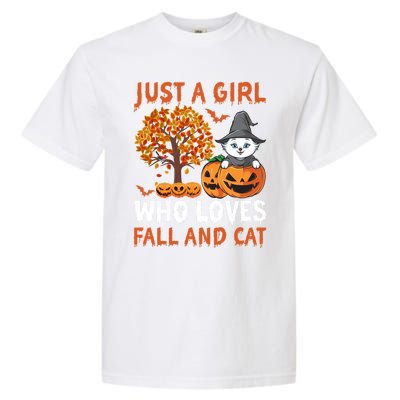 Halloween Just A Who Loves Fall And Cats Gift Garment-Dyed Heavyweight T-Shirt