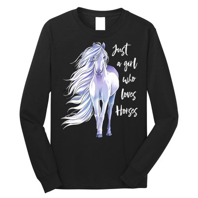 Horse Just A Girl Who Loves Horseback Riding Equestrian Farm Meaningful Gift Long Sleeve Shirt