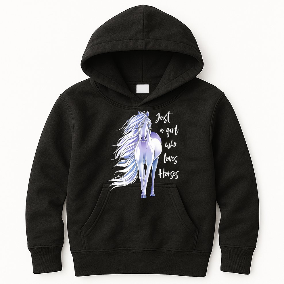Horse Just A Girl Who Loves Horseback Riding Equestrian Farm Meaningful Gift Kids Hoodie