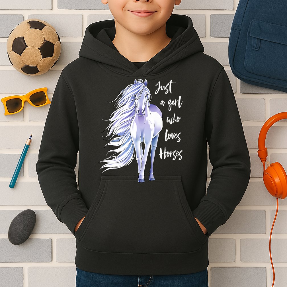 Horse Just A Girl Who Loves Horseback Riding Equestrian Farm Meaningful Gift Kids Hoodie
