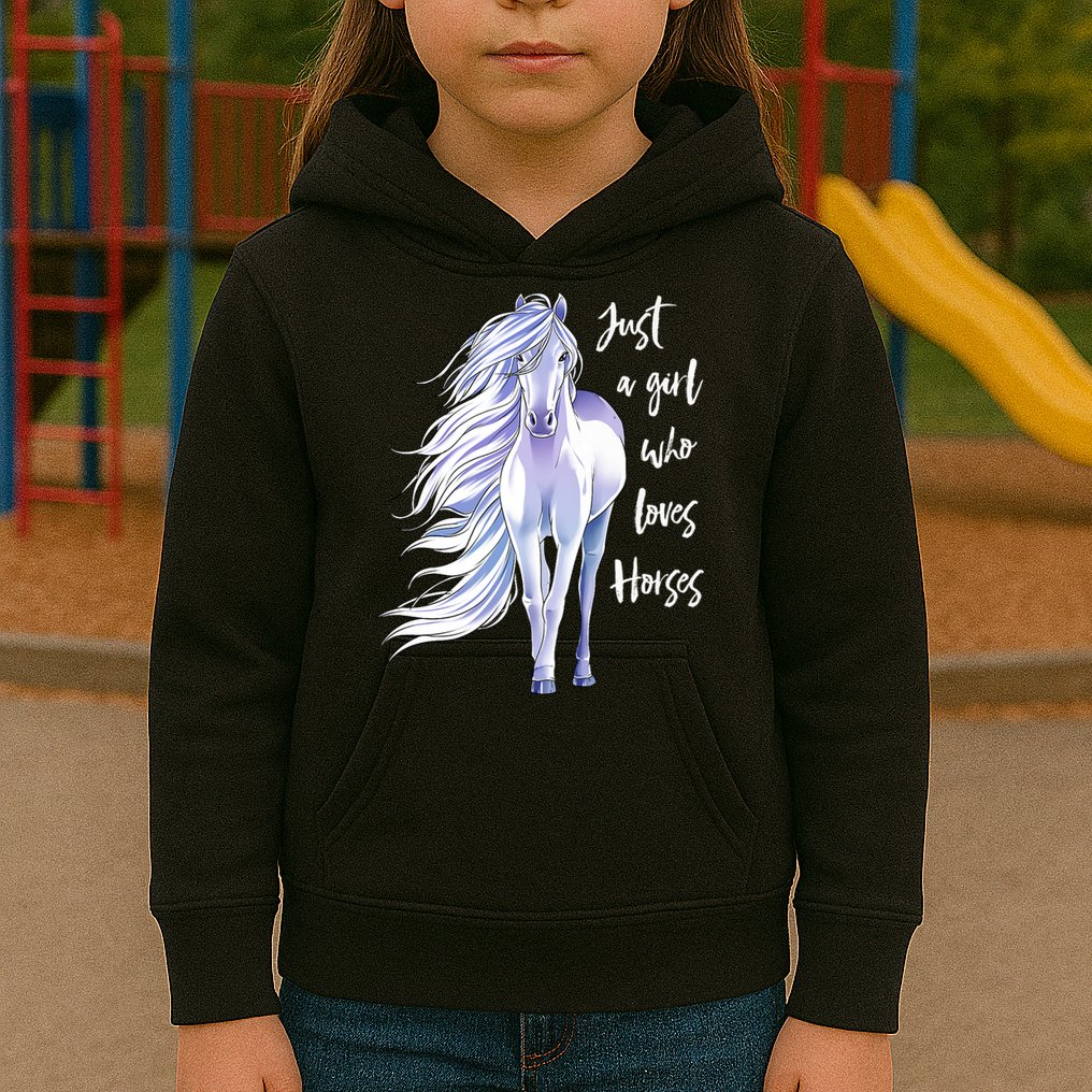 Horse Just A Girl Who Loves Horseback Riding Equestrian Farm Meaningful Gift Kids Hoodie