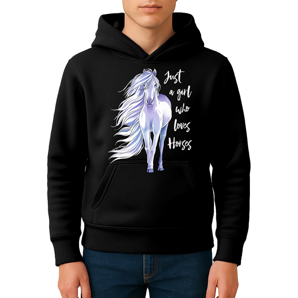 Horse Just A Girl Who Loves Horseback Riding Equestrian Farm Meaningful Gift Kids Hoodie