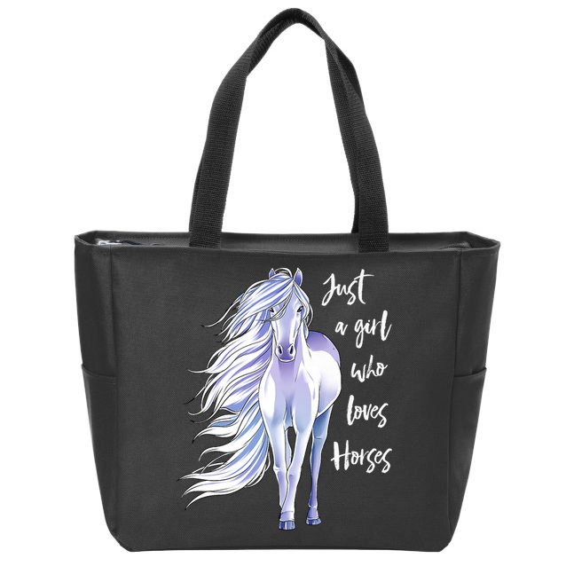 Horse Just A Girl Who Loves Horseback Riding Equestrian Farm Meaningful Gift Zip Tote Bag