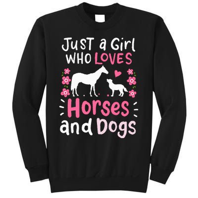 Horse Just a Girl Who Loves Horses and Dogs Funny Gift Sweatshirt