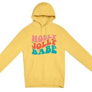 Holly Jolly Babe Retro Christmas Premium Pullover Hoodie