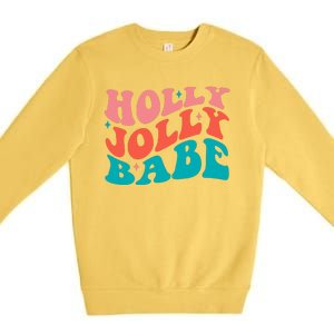 Holly Jolly Babe Retro Christmas Premium Crewneck Sweatshirt