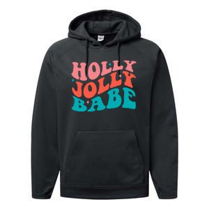 Holly Jolly Babe Retro Christmas Performance Fleece Hoodie