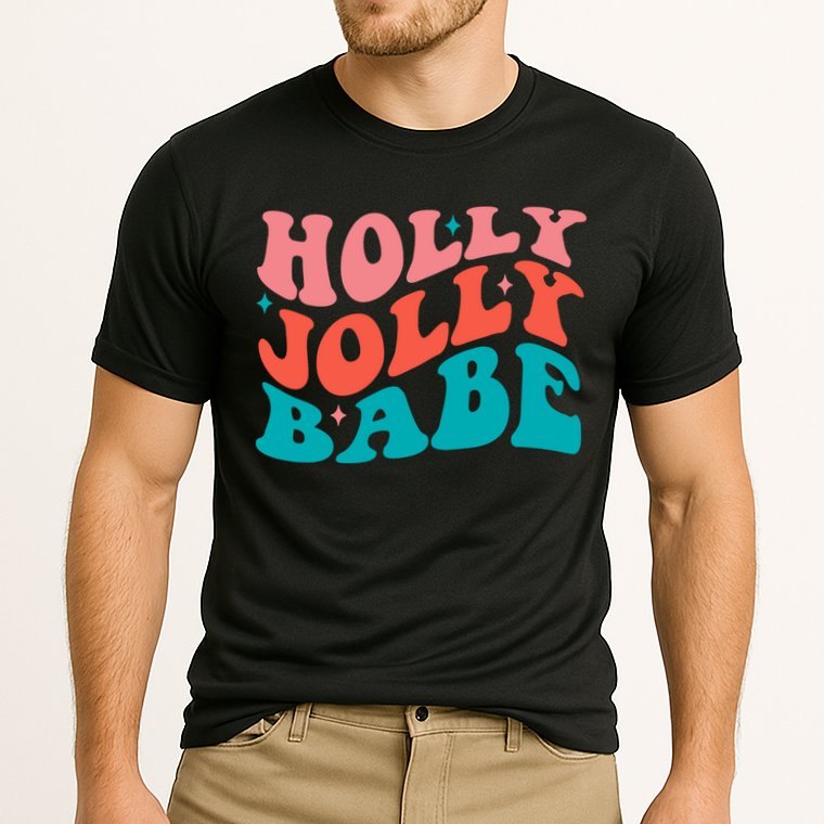 Holly Jolly Babe Retro Christmas Cooling Performance Crew T-Shirt