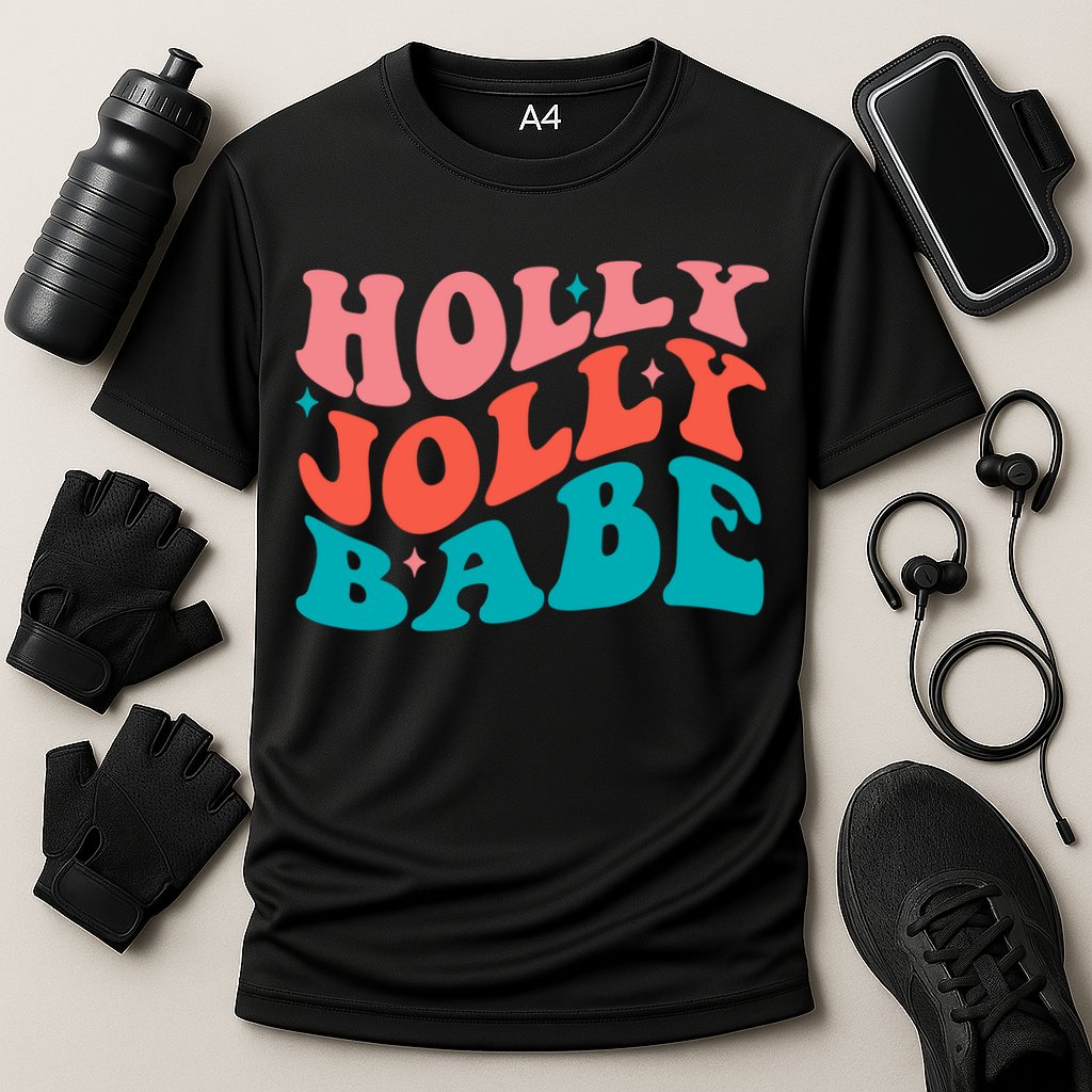 Holly Jolly Babe Retro Christmas Cooling Performance Crew T-Shirt