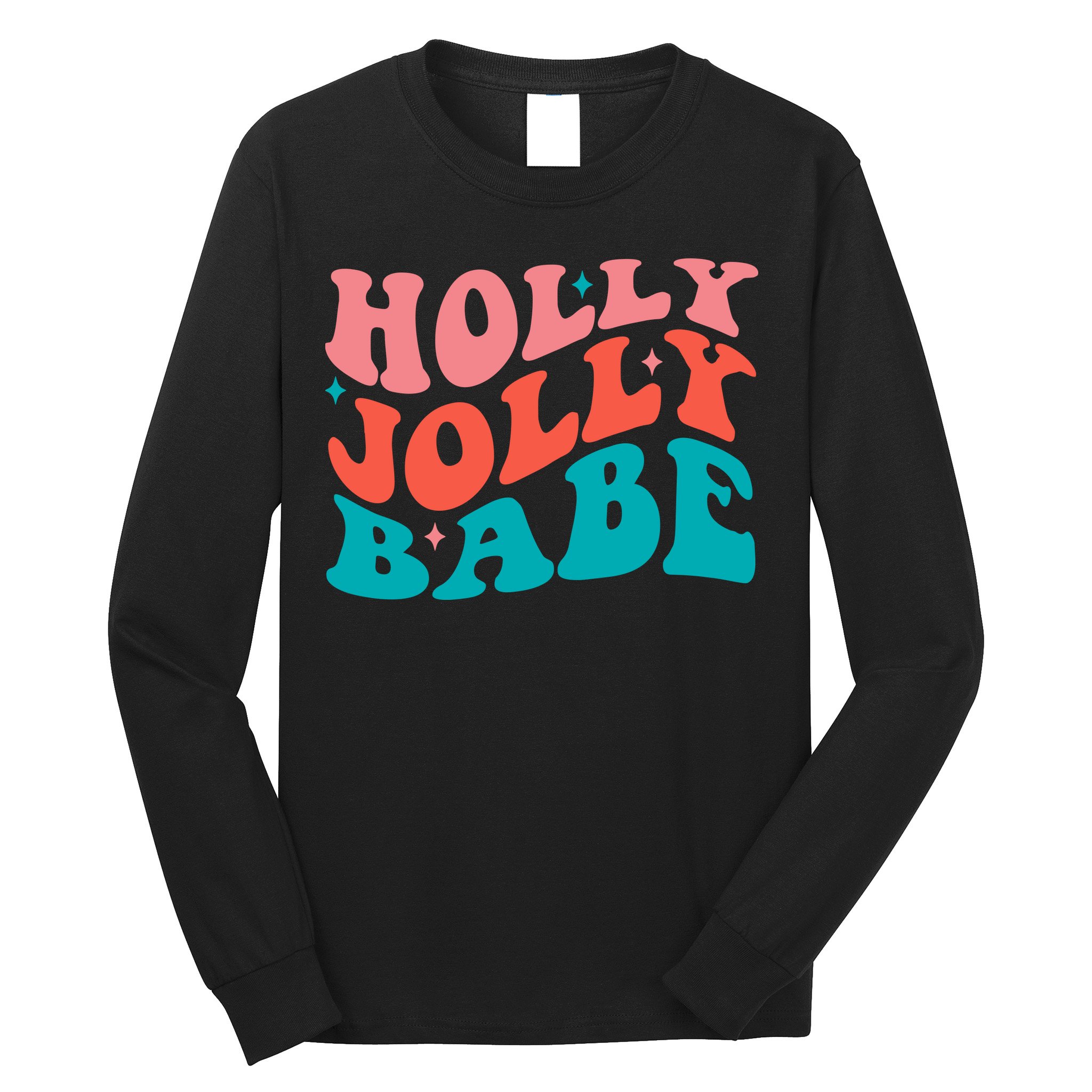 Holly Jolly Babe Retro Christmas Long Sleeve Shirt