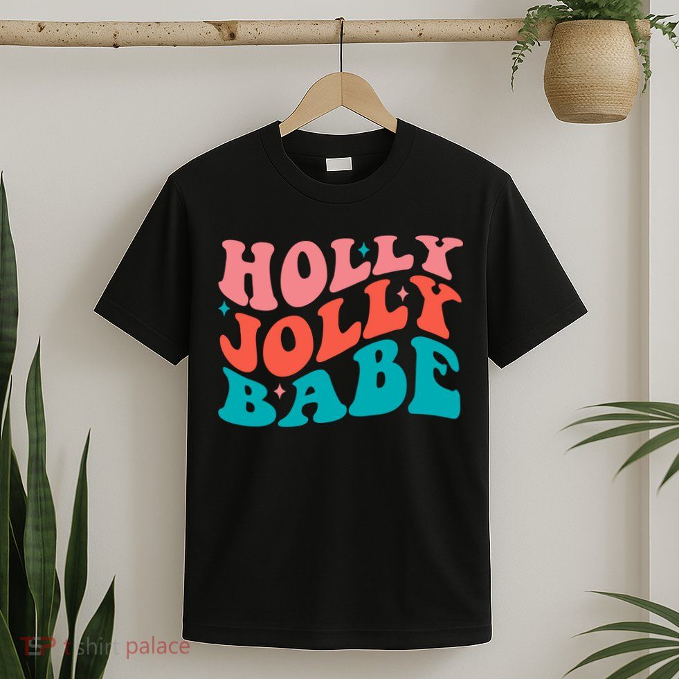 Holly Jolly Babe Retro Christmas T-Shirt
