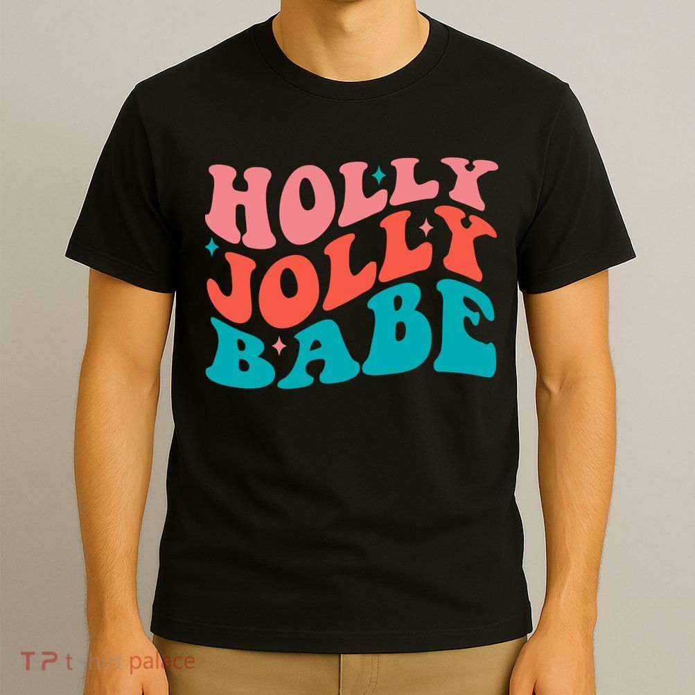 Holly Jolly Babe Retro Christmas T-Shirt
