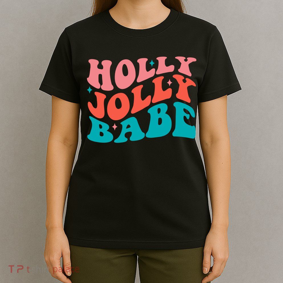 Holly Jolly Babe Retro Christmas T-Shirt