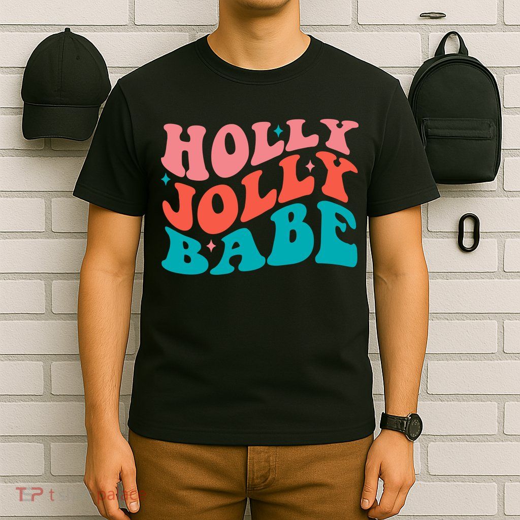 Holly Jolly Babe Retro Christmas T-Shirt