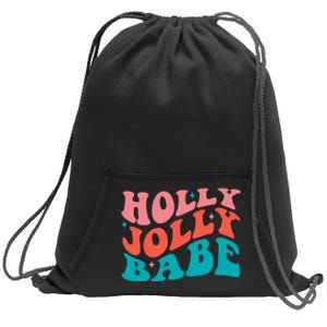 Holly Jolly Babe Retro Christmas Sweatshirt Cinch Pack Bag