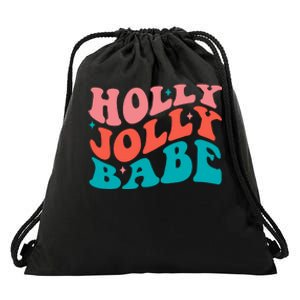 Holly Jolly Babe Retro Christmas Drawstring Bag