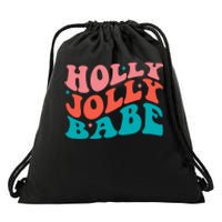 Holly Jolly Babe Retro Christmas Drawstring Bag