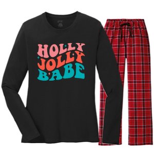 Holly Jolly Babe Retro Christmas Women's Long Sleeve Flannel Pajama Set 