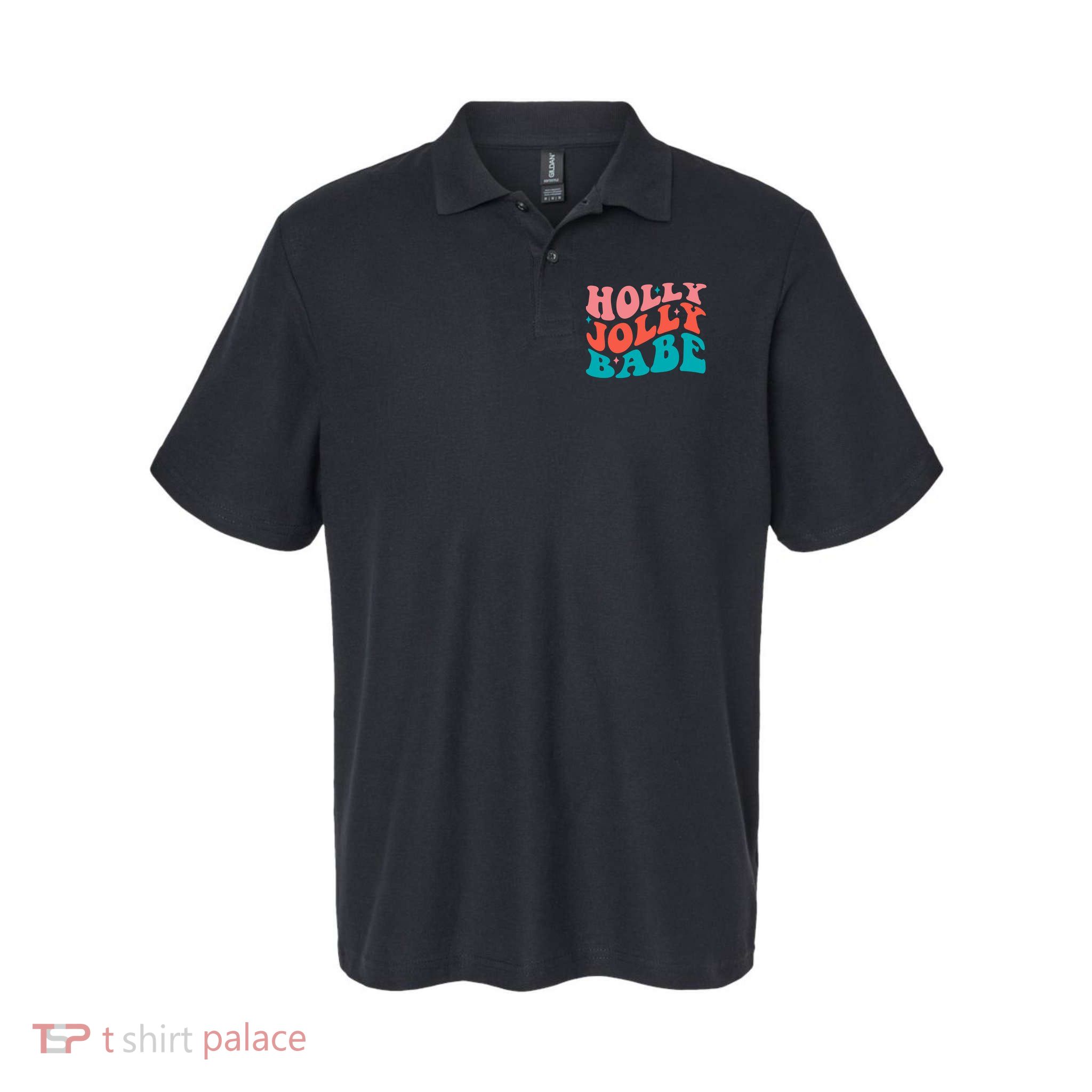 Holly Jolly Babe Retro Christmas Polo