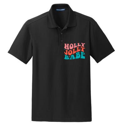 Holly Jolly Babe Retro Christmas Dry Zone Grid Polo