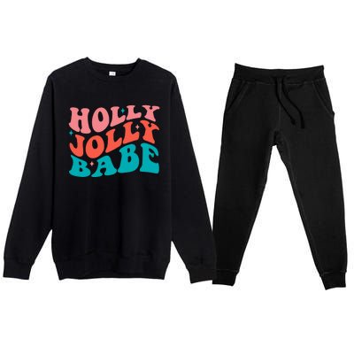 Holly Jolly Babe Retro Christmas Premium Crewneck Sweatsuit Set