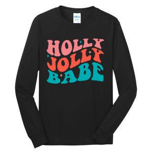 Holly Jolly Babe Retro Christmas Tall Long Sleeve T-Shirt