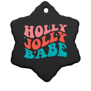 Holly Jolly Babe Retro Christmas Ceramic Star Ornament