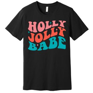 Holly Jolly Babe Retro Christmas Premium T-Shirt