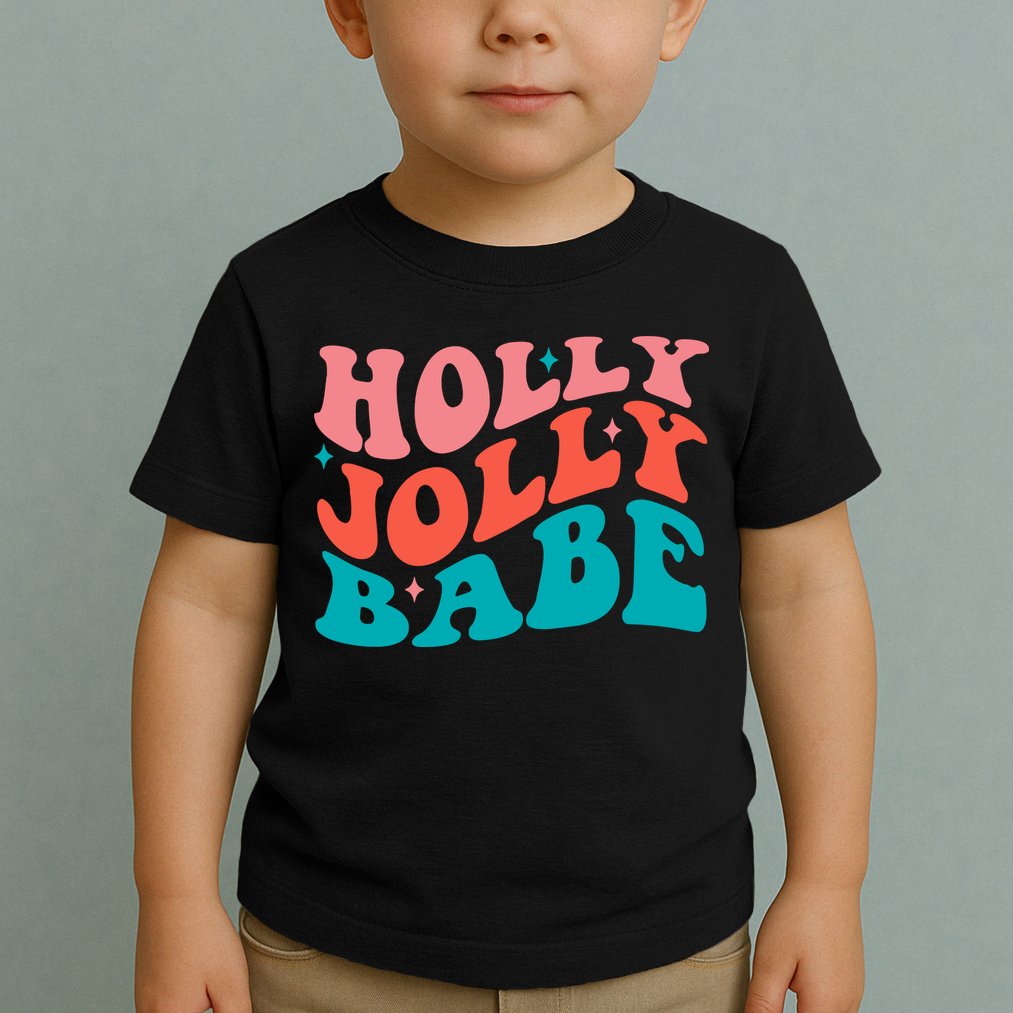 Holly Jolly Babe Retro Christmas Toddler T-Shirt