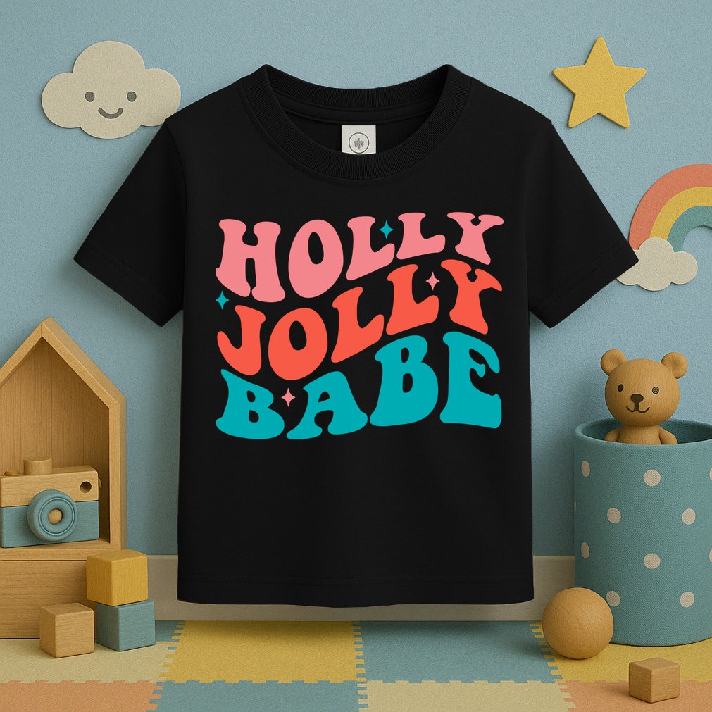 Holly Jolly Babe Retro Christmas Toddler T-Shirt