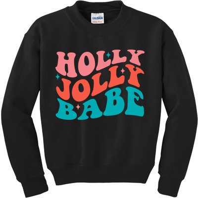 Holly Jolly Babe Retro Christmas Kids Sweatshirt