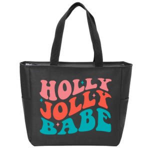 Holly Jolly Babe Retro Christmas Zip Tote Bag