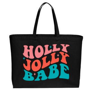 Holly Jolly Babe Retro Christmas Cotton Canvas Jumbo Tote