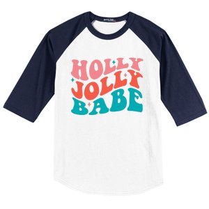 Holly Jolly Babe Retro Christmas Baseball Sleeve Shirt