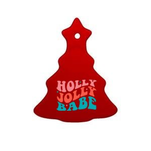 Holly Jolly Babe Retro Christmas Ceramic Tree Ornament