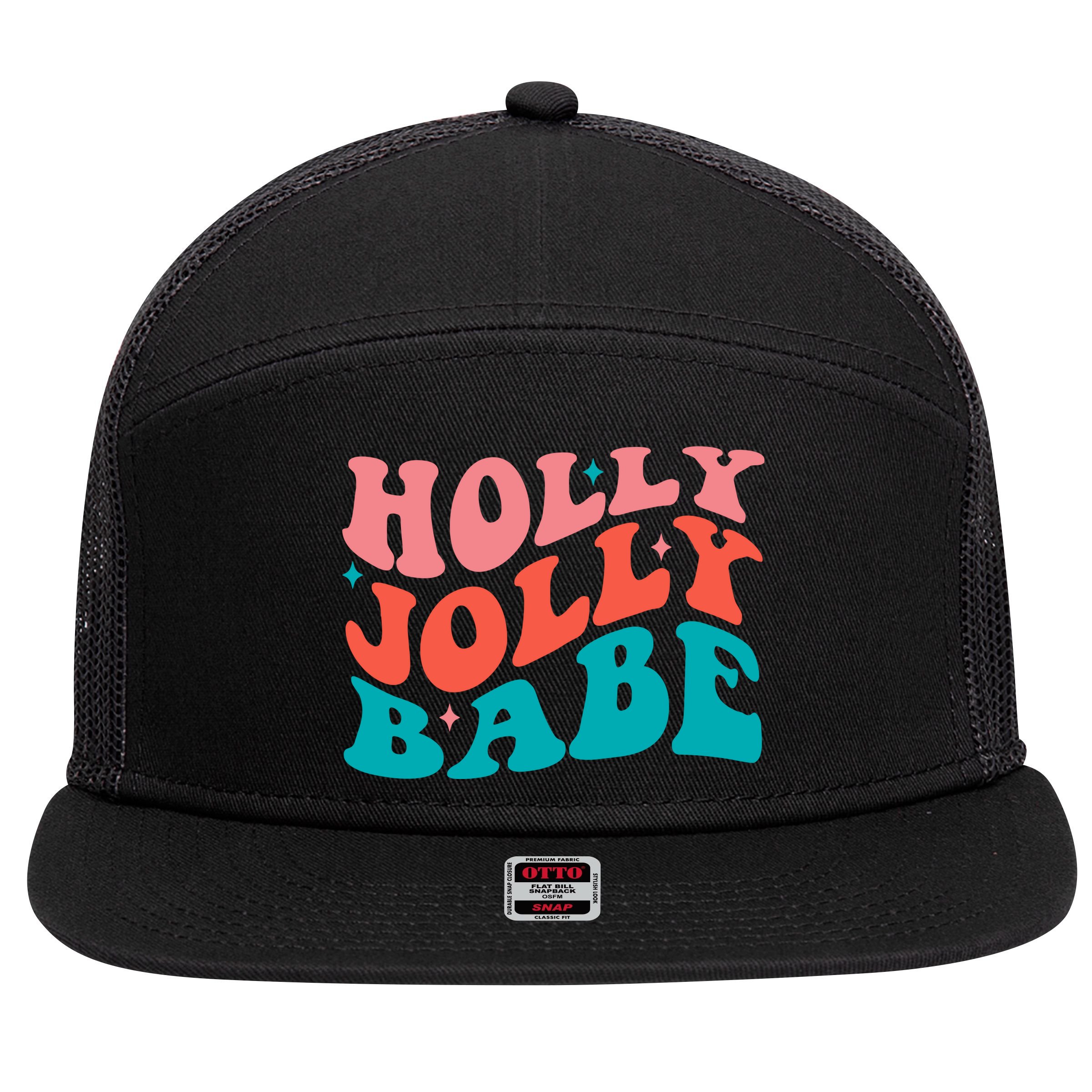 Holly Jolly Babe 7 Panel Mesh Trucker Snapback Hat