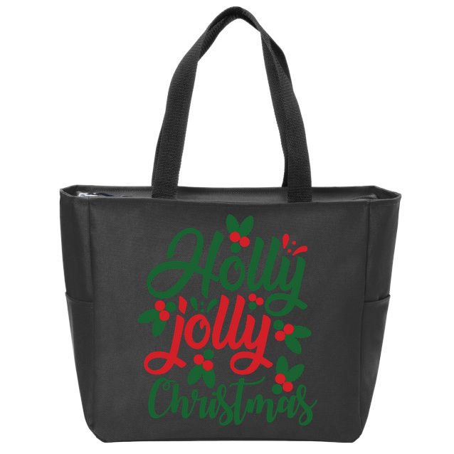 Holly Jolly Babe Festive Christmas Cheer Zip Tote Bag