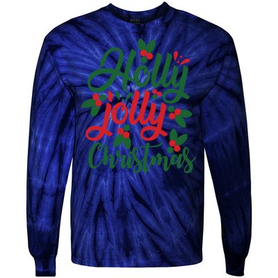 Holly Jolly Babe Festive Christmas Cheer Tie-Dye Long Sleeve Shirt