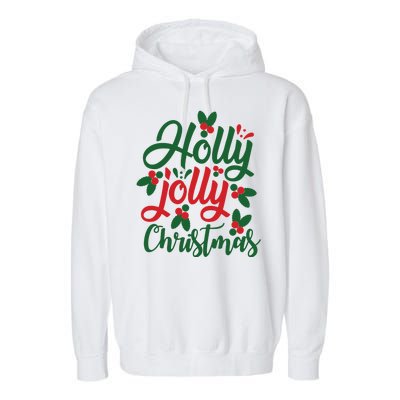 Holly Jolly Babe Festive Christmas Cheer Garment-Dyed Fleece Hoodie