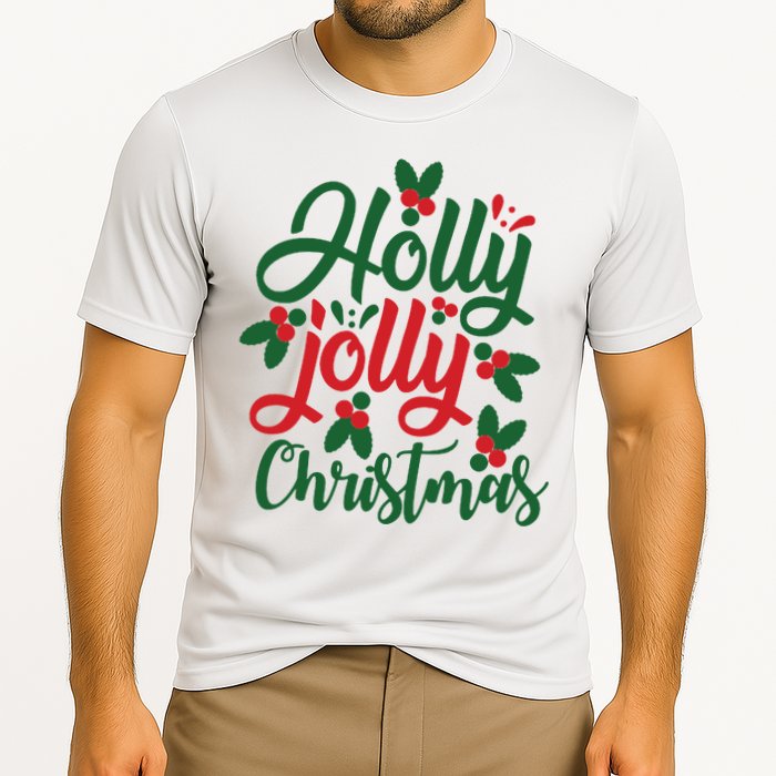 Holly Jolly Babe Festive Christmas Cheer Cooling Performance Crew T-Shirt