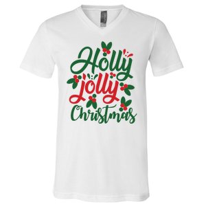 Holly Jolly Babe Festive Christmas Cheer V-Neck T-Shirt