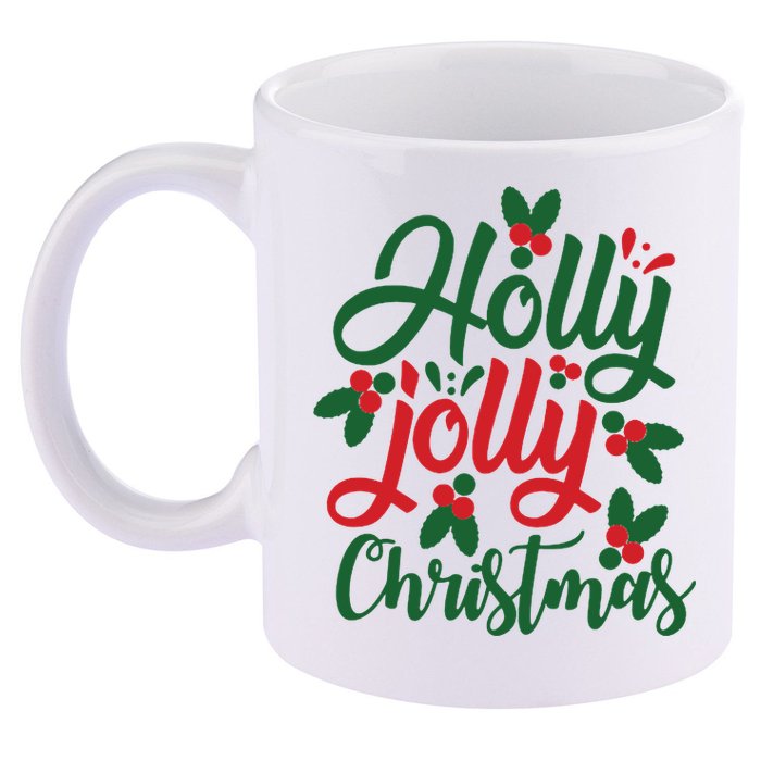 Holly Jolly Babe Festive Christmas Cheer 11oz C Handle Ceramic Mug