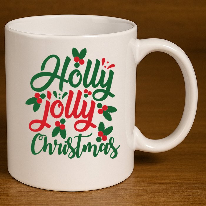 Holly Jolly Babe Festive Christmas Cheer 11oz C Handle Ceramic Mug