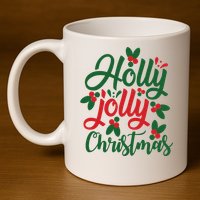 Holly Jolly Babe Festive Christmas Cheer 11oz C Handle Ceramic Mug